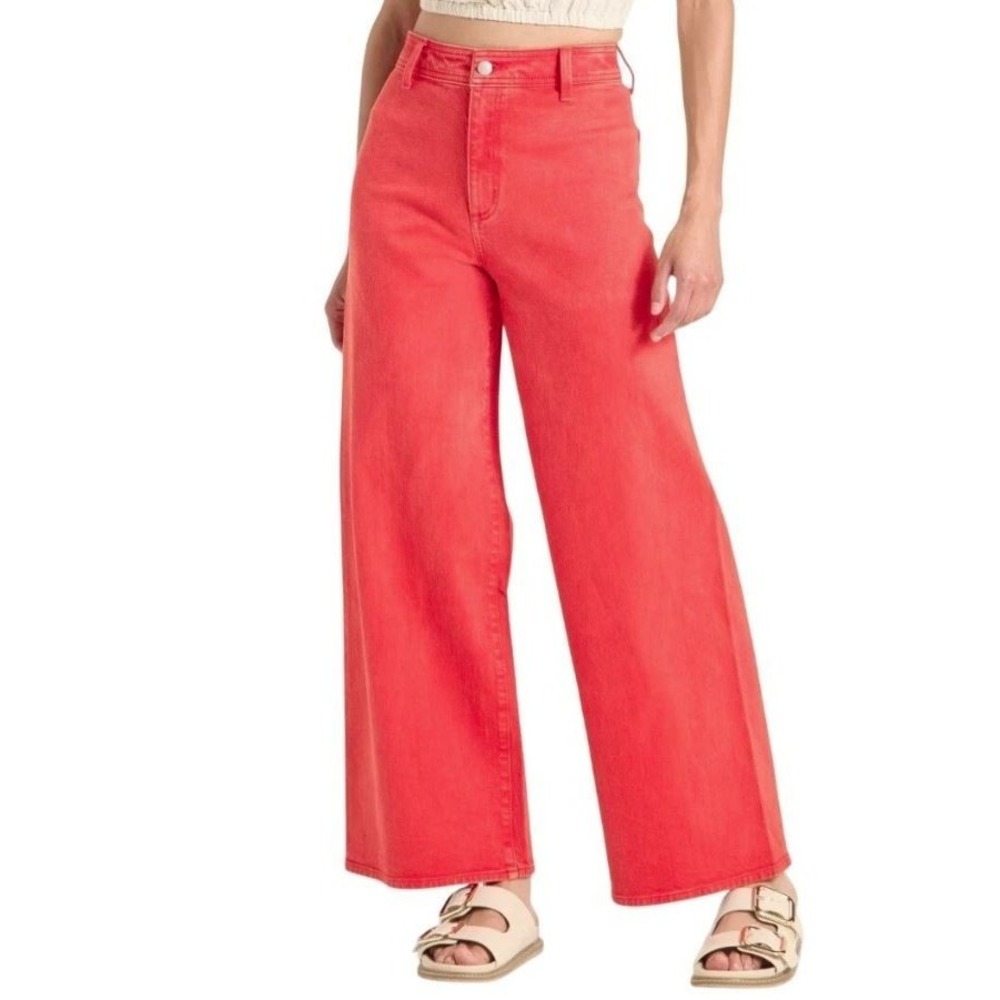 Universal Thread Women's High Rise Sailor Wide Leg Ankle Jeans‎ in Red Size 16 - Picture 3 of 11